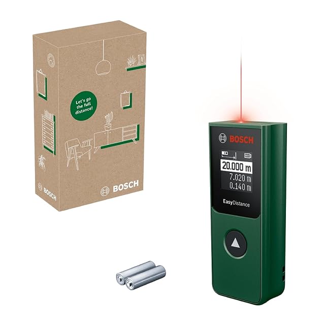 Bosch EasyDistance 20 laser distance meter, a small green-and-black body with a single button